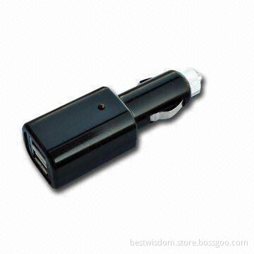 Dual USB In-car Charger with 5V DC Output Voltage and 1A Charging Rate